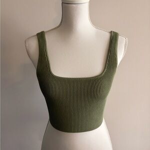 Babaton- Aritzia- Sage Ribbed Crop Top
